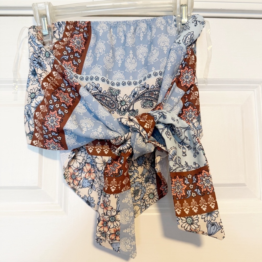 Altar’d state handkerchief floral bohemian tie wrap tube top.
